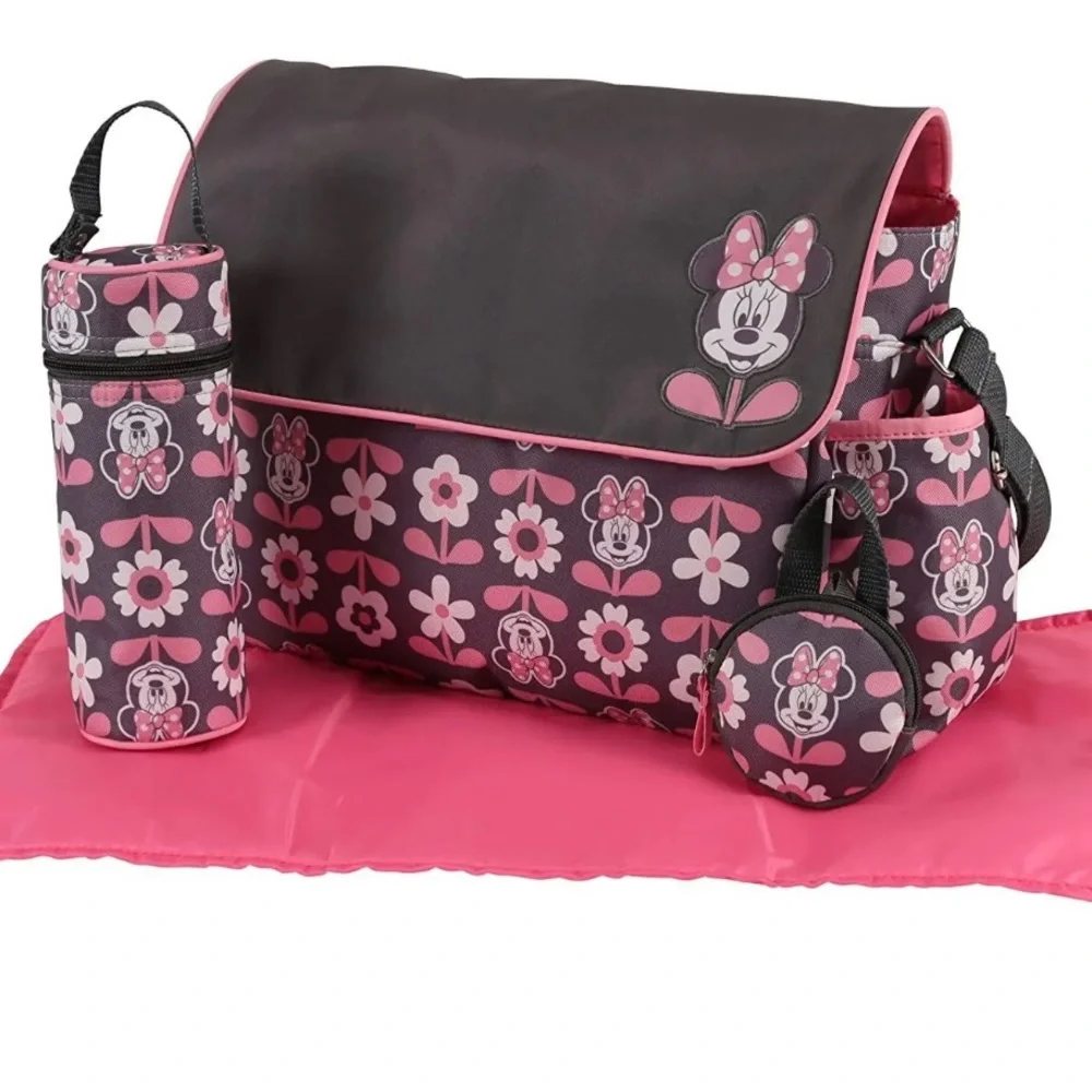 Disney Minnie Mouse Multi Piece Duffle Diaper Bag with Flap